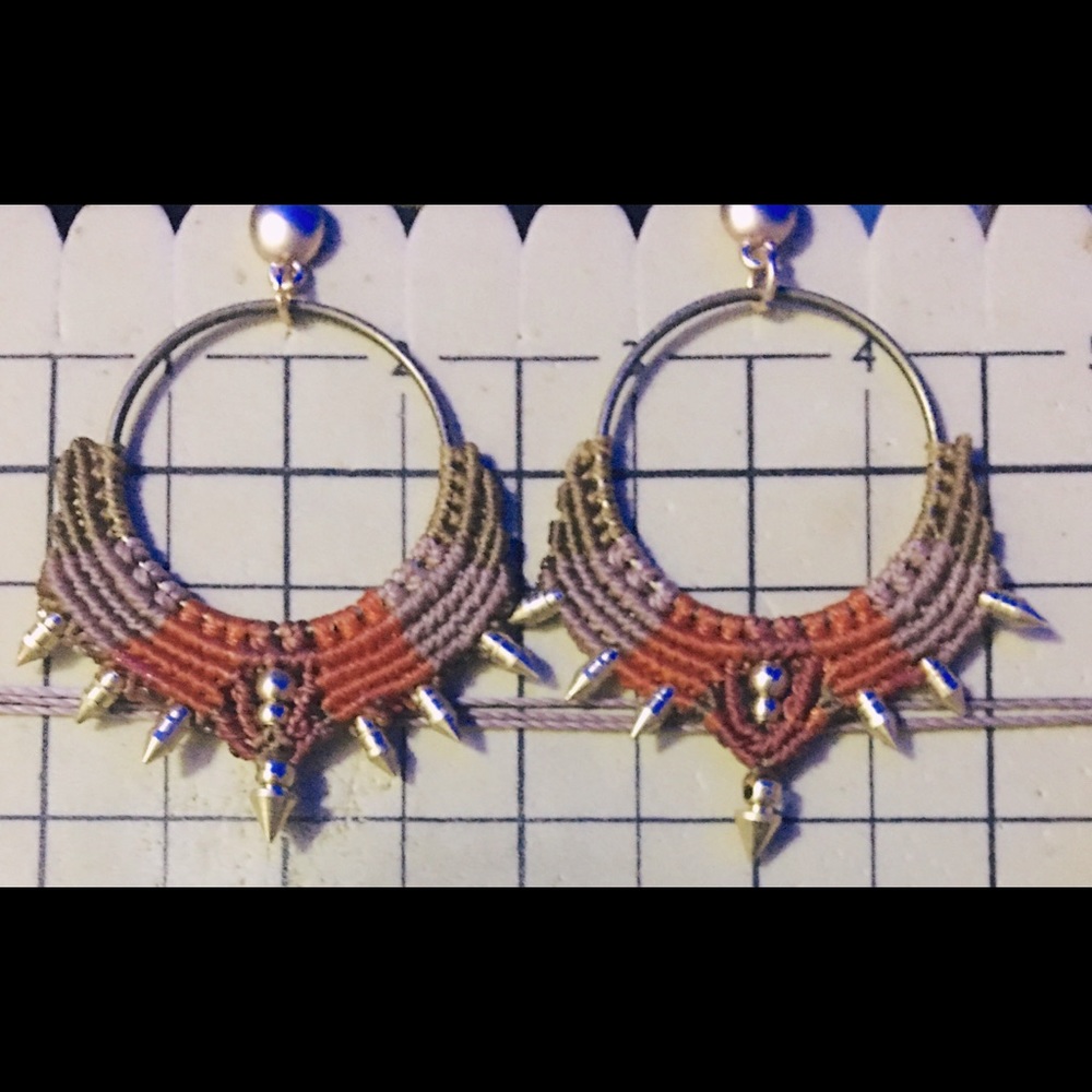 Micro Macrame Spiked Hoop Earrings!